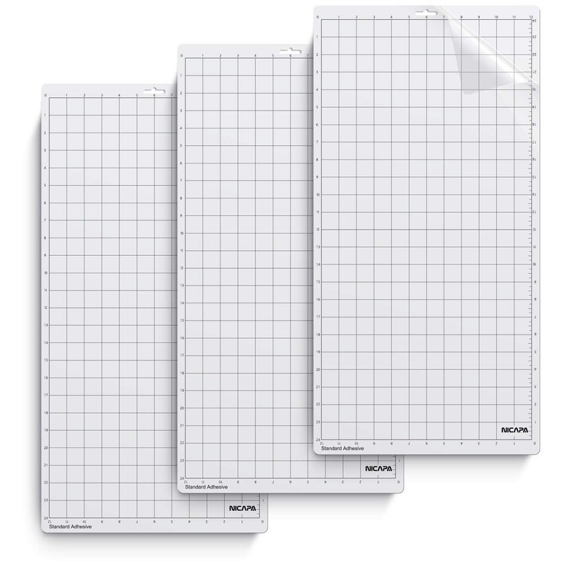 Nicapa StandardGrip Cutting Mat for Silhouette Cameo 3/2/1 (12x24 inch,3 Mats) Standard Adhesive Sticky Quilting Cricket Cut Mats Replacement Accessories for Silhouette Cameo - Image 1